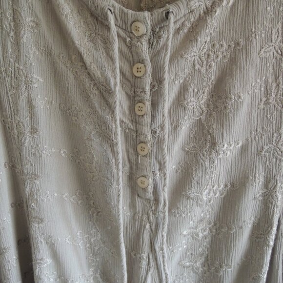 HerStyle Sage Gray Green Embroidered Hippie Dress M *Runs L - Picture 4 of 10